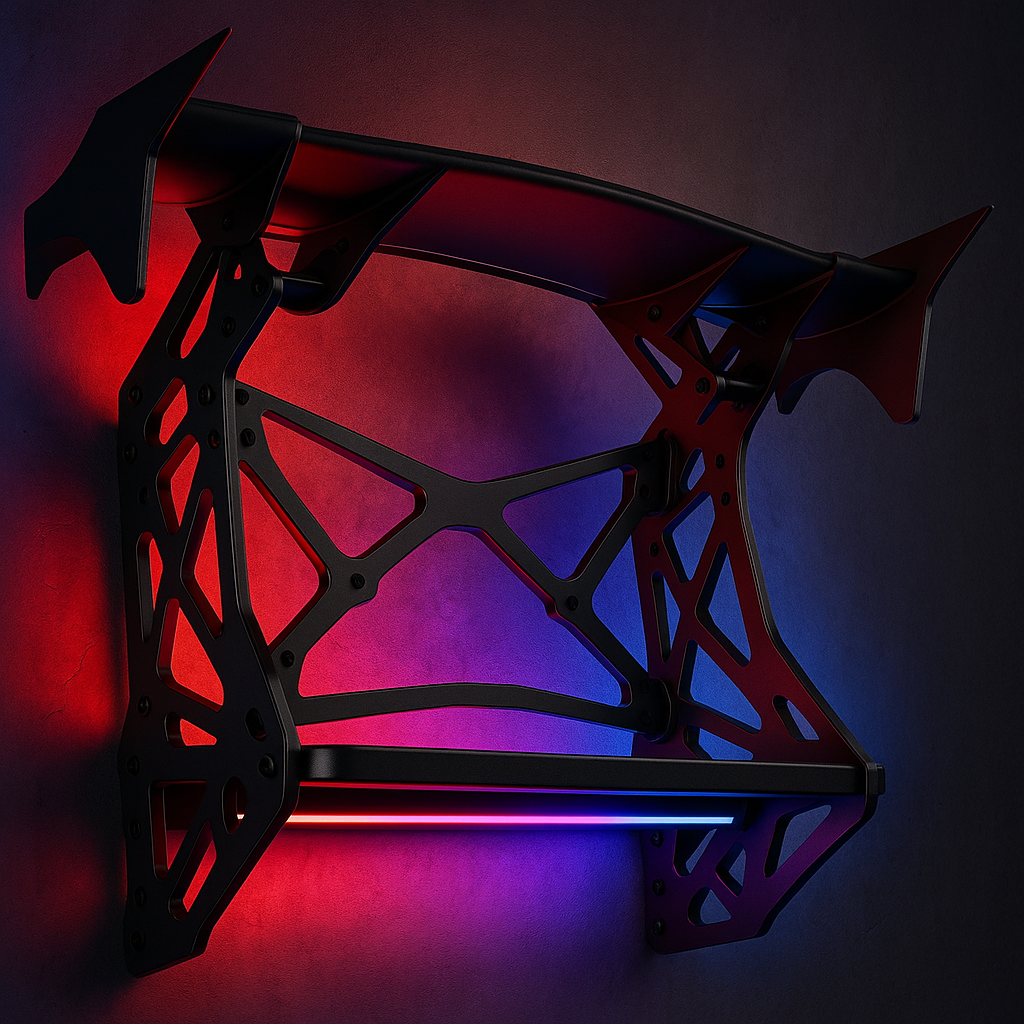 Wall-Mountable Chassis-Mounted Spoiler Shelf – 3D Printed with Optional LEDs